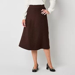 Midi A-Line Knit Skirt with Sequins